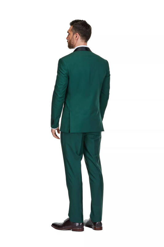 Men's 3-Piece Slim Fit Shawl Lapel Tuxedo - Hunter green - 3
