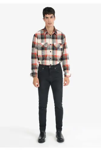 Slim Fit Düşük Bel Dar Paça Erkek Siyah Jean Pantolon - AVEC WASH - 1