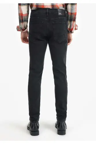 Slim Fit Düşük Bel Dar Paça Erkek Siyah Jean Pantolon - AVEC WASH - COLIN'S (1)