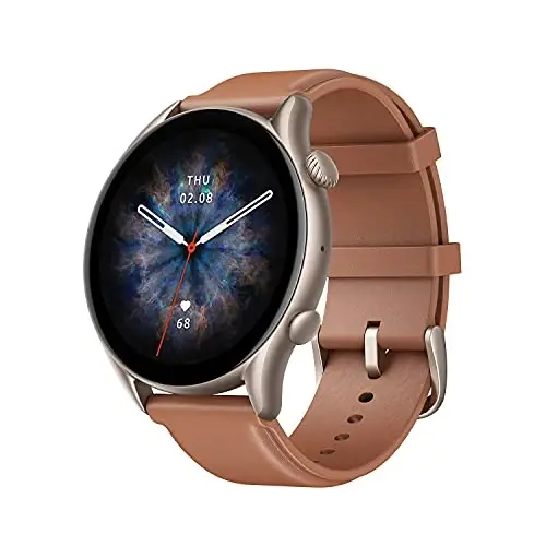 Amazfit GTR 3 Pro Smart Watch for Men 46mm, 14-Day Battery Life, GPS, Alexa Built-In, Bluetooth Calls, Fitness Tracker with 150+ Sports Modes, Sleep Heart Rate Tracking, for Android iPhone, Brown - 1