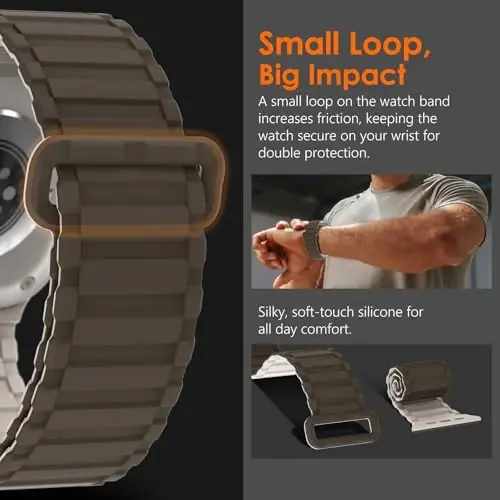 NewWays Magnetic Band Compatible with Apple Watch Bands Ultra 3/2/1 49mm Series 11 10 46mm 45mm 44mm for Men, Sport Silicone Strap Strong Magnet Link - 3