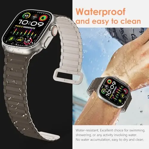 NewWays Magnetic Band Compatible with Apple Watch Bands Ultra 3/2/1 49mm Series 11 10 46mm 45mm 44mm for Men, Sport Silicone Strap Strong Magnet Link - 5