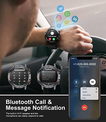 Erkekler İçin Askeri Akıllı Saat (Cevap/Arama Yapma), 100 Spor Modu, 5ATM Su Geçirmez Kalp Atış Hızı/SpO2/Kan Basıncı Ölçümüyle Android ve iOS İçin Fitness Saati, 1.39''HD Özelleştirilebilir Ekran Akıllı Saat - 2