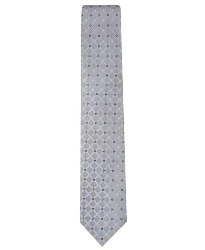 Men's Linked Neat Tie, Created for Modazone - Grey - CLUB ROOM (1)