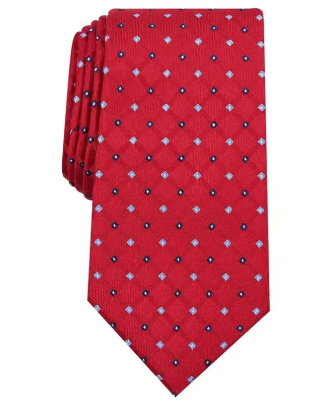 Men's Linked Neat Tie, Created for Modazone - Red - CLUB ROOM