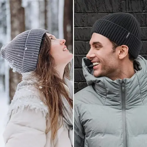 Beanie Hats for Men 30% Merino Wool Knit Hat, Winter Hats for Women Thick Warm Lined, Beanie for Women Cold Weather Skull Cap - 5