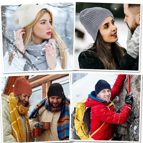 Beanie Hats for Men 30% Merino Wool Knit Hat, Winter Hats for Women Thick Warm Lined, Beanie for Women Cold Weather Skull Cap - 6