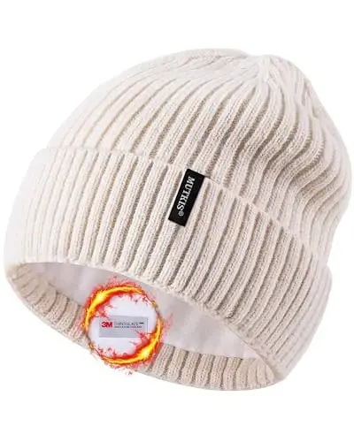 Beanie Hats for Men 30% Merino Wool Knit Hat, Winter Hats for Women Thick Warm Lined, Beanie for Women Cold Weather Skull Cap - 1
