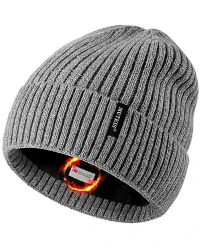 Beanie Hats for Men 30% Merino Wool Knit Hat, Winter Hats for Women Thick Warm Lined, Beanie for Women Cold Weather Skull Cap - 7