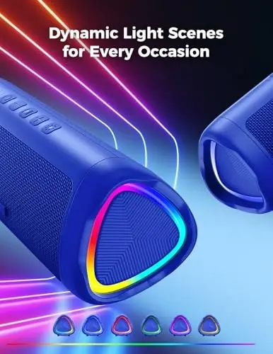 Bluetooth Speaker, 20W HD Sound, Portable Wireless, IPX5 Waterproof, Up to 24H Playtime, TWS, for Home/Party/Outdoor/Camping/Beach Essentials, Birthday Gift for Fathers Day Men Dad Husband (Blue) - 3