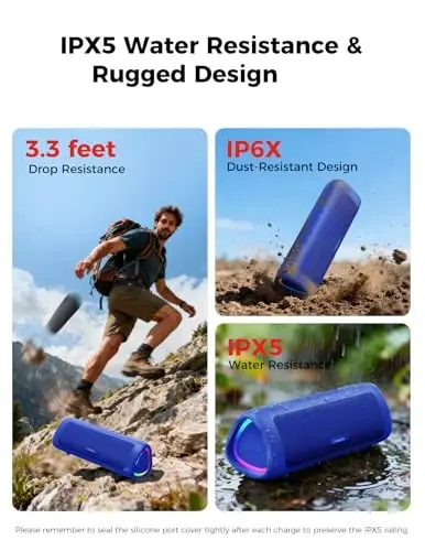 Bluetooth Speaker, 20W HD Sound, Portable Wireless, IPX5 Waterproof, Up to 24H Playtime, TWS, for Home/Party/Outdoor/Camping/Beach Essentials, Birthday Gift for Fathers Day Men Dad Husband (Blue) - 4