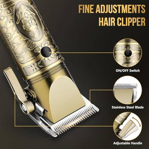 Bomxin Professional Hair Clippers for Men,Cordless Barber Clippers and Trimmers Set,Beard Trimmer for Men，Electric Razor Foil Shavers for Ear, Face, Nose, Barber Kit with LCD Display (Bronze) - 3
