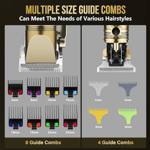 Bomxin Professional Hair Clippers for Men,Cordless Barber Clippers and Trimmers Set,Beard Trimmer for Men，Electric Razor Foil Shavers for Ear, Face, Nose, Barber Kit with LCD Display (Bronze) - 6