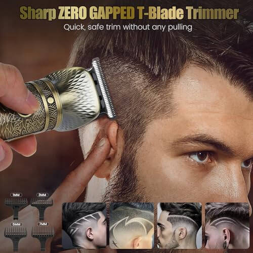 Brightup Beard Trimmer for Men, Professional Zero Gapped T-Blade Trimmer, Cordless Hair Clipper, 7 in 1 Grooming Kit for Face Electric Razor Shavers Mustache Body Nose Trimmer, Gift for Men - 2