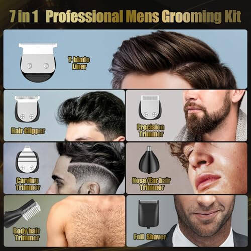 Brightup Beard Trimmer for Men, Professional Zero Gapped T-Blade Trimmer, Cordless Hair Clipper, 7 in 1 Grooming Kit for Face Electric Razor Shavers Mustache Body Nose Trimmer, Gift for Men - 6