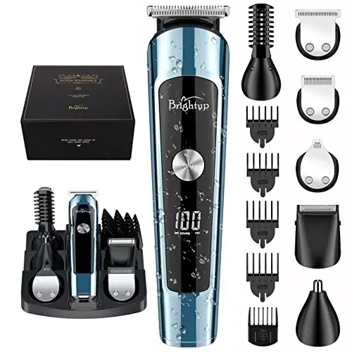 Brightup Beard Trimmer for Men, IPX7 Waterproof Mens Grooming Kit with Cordless Hair Clippers, Electric Razor with LED Display, Shavers for Mustache, Body, Face, Ear, Nose Hair Trimmer, Gifts for Men - 2