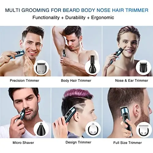 Brightup Beard Trimmer for Men, IPX7 Waterproof Mens Grooming Kit with Cordless Hair Clippers, Electric Razor with LED Display, Shavers for Mustache, Body, Face, Ear, Nose Hair Trimmer, Gifts for Men - 3