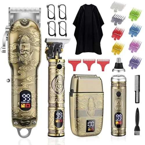 Nose Hair Beard Trimmer for Men, Cordless Professional Hair Clippers and Trimmers Set, Men's Shavers Foil Electric Razors Haircut Grooming Kit, Rechargeable Barber Clippers Set with LCD Display - 1