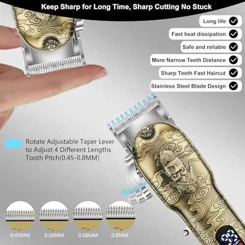 Nose Hair Beard Trimmer for Men, Cordless Professional Hair Clippers and Trimmers Set, Men's Shavers Foil Electric Razors Haircut Grooming Kit, Rechargeable Barber Clippers Set with LCD Display - 4