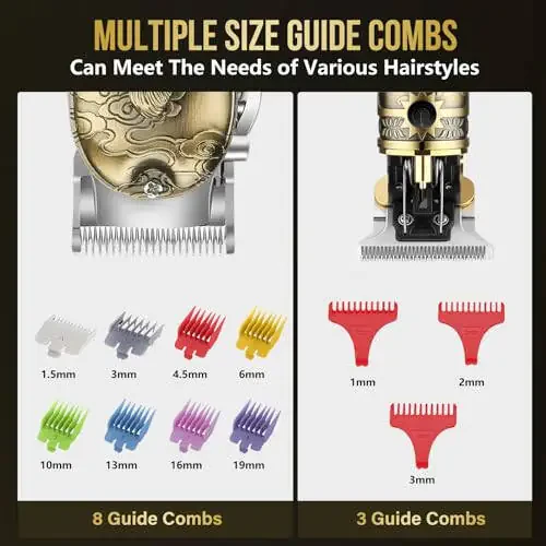 Nose Hair Beard Trimmer for Men, Cordless Professional Hair Clippers and Trimmers Set, Men's Shavers Foil Electric Razors Haircut Grooming Kit, Rechargeable Barber Clippers Set with LCD Display - 5