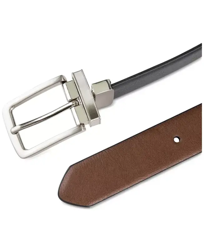 Men's Reversible Dress Belt, Created for Modazone - Brown/ Black - 4