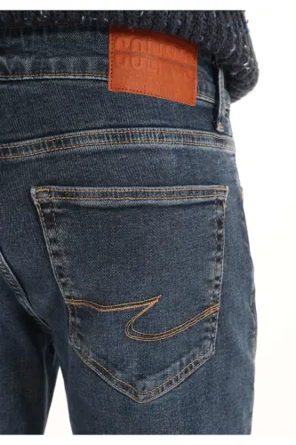 Slim Fit Düşük Bel Dar Paça Erkek Koyu İndigo Jean Pantolon - KLINT WASH - 6