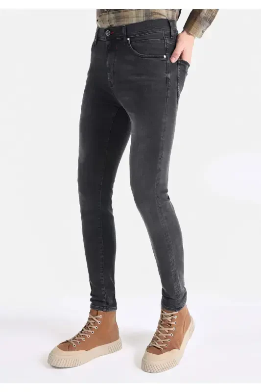 Skinny Fit Düşük Bel Dar Paça Erkek Lacivert Jean Pantolon - 3