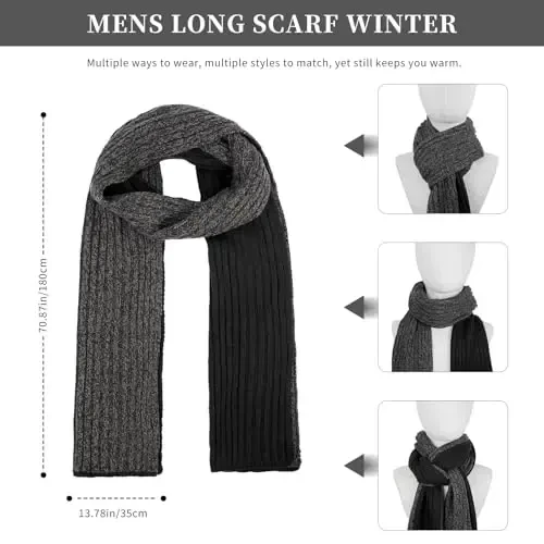 Winter Beanie Hats for Men Long Neck Scarf and Touchscreen Gloves Set with Fleece Lined Skull Caps Gifts for Men - 5