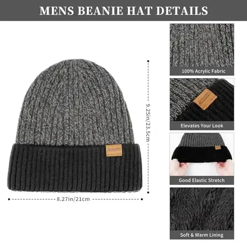 Winter Hats Scarf for Men with Touchscreen Gloves Men's Scaves and Beanie Hat Themal Glove Set for Men Women - Modazone (1)