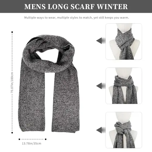 Winter Beanie Hats for Men Long Neck Scarf and Touchscreen Gloves Set with Fleece Lined Skull Caps Gifts for Men - 5