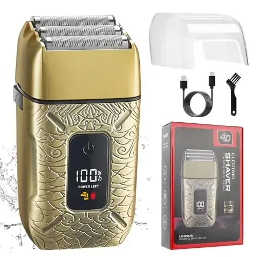 Dumite Electric Shavers for Men,Waterproof Powerful Motor Electric Razor,Head Shavers for Bald Men,Triple Foil Beard Trimmer,Barber Supplies LED Displays & USB Charging Shaver, Gifts - DUMITE