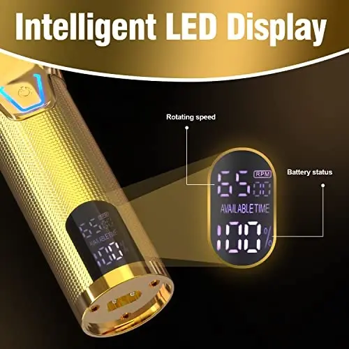 Dumite Cordless Hair Clippers for Men,Professional Hair Clippers Trimmer Kit,Barber Fading Clipper and Zero Gap T-Blade Trimmer Set with LED Display for Mens Gifts(Gold) - 9