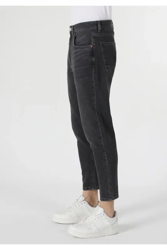 Carrot Fit Drop Crotch Havuç Paça Erkek Fermuarlı İndigo Jean Pantolon - Levy Wash - 5