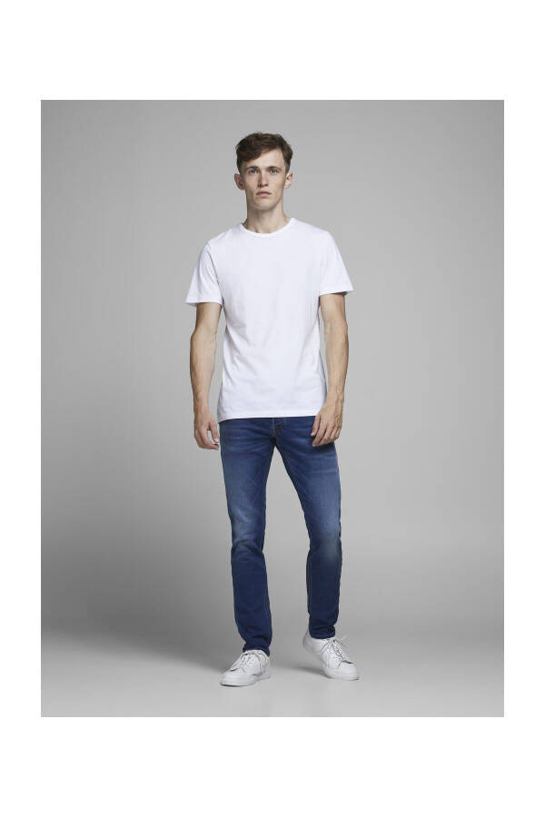 Erkekler için düşük bel skinny fit düz denim pantolon. - 4