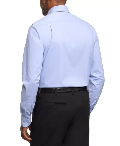 Men's Regular Fit Wrinkle Resistant Stretch Dress Shirt - Blue - 3