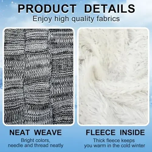 Geyoga 4 Pack Winter Hats for Men Beanie and Gloves Set, Winter Slouchy Beanie Hat Warm Gloves Lined Knit Thick - 3