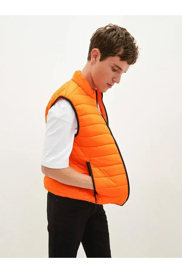 Slim Fit Dik Yaka Erkek Şişme Yelek - 3