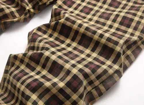 Keevoom Plaid Pants for Men Stretch Skinny Slim Fit Flat-Front Casual Fashion Comfy Solid Pencil Business Dress Chinos Pants - 5