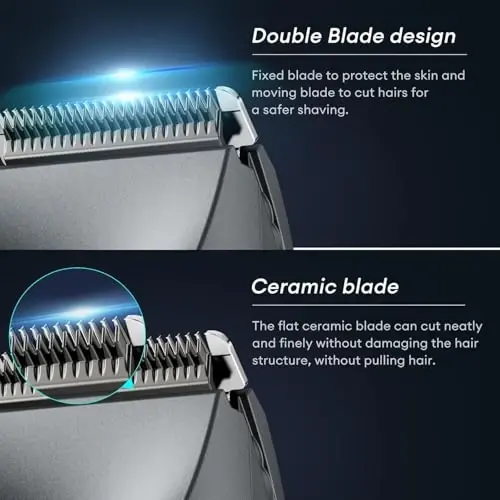 kensen Body Hair Trimmer for Men - Manscape Electric Shavers for Men, Rechargeable Pubic Hair Trimmer with Replaceable Ceramic Blade Head IPX7 Waterproof Wet/Dry Groin Trimmers Ball Shaver (Black) - 2