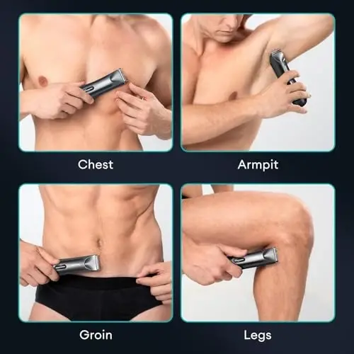 kensen Body Hair Trimmer for Men - Manscape Electric Shavers for Men, Rechargeable Pubic Hair Trimmer with Replaceable Ceramic Blade Head IPX7 Waterproof Wet/Dry Groin Trimmers Ball Shaver (Black) - 3