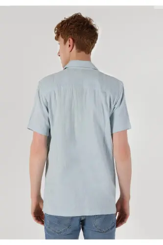 Regular Fit Basic Mavi Erkek Kısa Kol Gömlek - AÇIK MAVİ - COLIN'S (1)