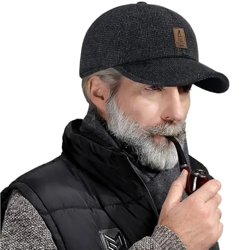 Winter for Men Outdoor Hat, Adjustable Warm Sport Golf Baseball Cap Hats Dad Caps Earflaps Thicken 55-60CM (Brown) - 1