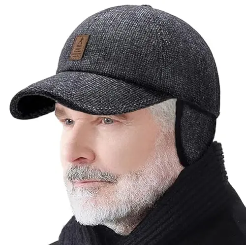Winter for Men Outdoor Hat, Adjustable Warm Sport Golf Baseball Cap Hats Dad Caps Earflaps Thicken 55-60CM (Brown) - 5