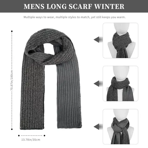 Winter Hats Scarf for Men with Touchscreen Gloves Men's Scaves and Beanie Hat Themal Glove Set for Men Women - 5