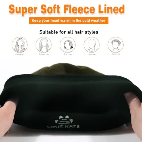 Lvaiz Winter Fleece Lined Knitted Beanie Hats for Men Reversible Windproof Watch Hat Warm Skull Cap for Women - 4