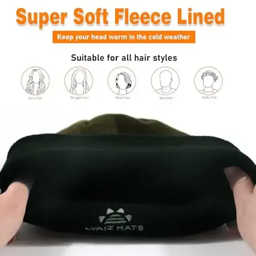 Lvaiz Winter Fleece Lined Knitted Beanie Hats for Men Reversible Windproof Watch Hat Warm Skull Cap for Women - 4