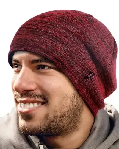 Lvaiz Winter Fleece Lined Knitted Beanie Hats for Men Reversible Windproof Watch Hat Warm Skull Cap for Women - 2