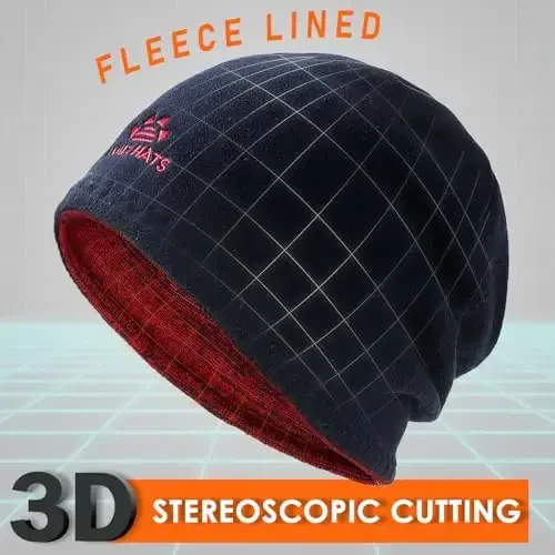 Lvaiz Winter Fleece Lined Knitted Beanie Hats for Men Reversible Windproof Watch Hat Warm Skull Cap for Women - 3