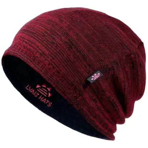 Lvaiz Winter Fleece Lined Knitted Beanie Hats for Men Reversible Windproof Watch Hat Warm Skull Cap for Women - LVAIZ