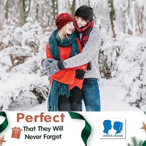 Lvaiz Winter Fleece Lined Knitted Beanie Hats for Men Reversible Windproof Watch Hat Warm Skull Cap for Women - 6